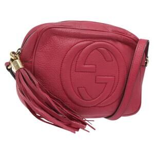 GUCCI Soho Shoulder Bag Leather Pink Gold